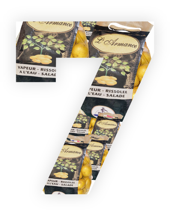 Chiffre 7 en packaging de pommes de terre - L'Armance